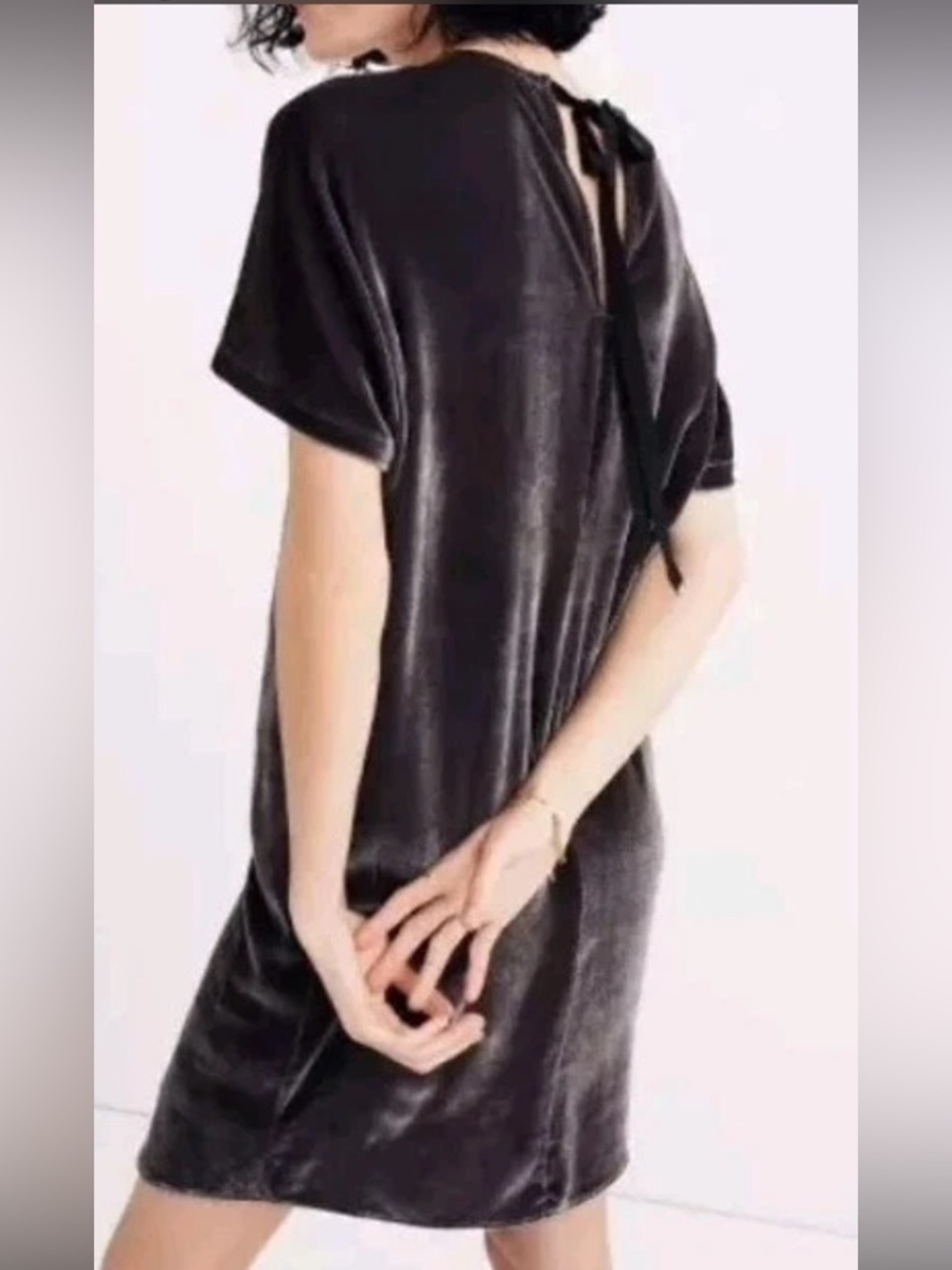 Madewell Velvet Bow-back Tee Dress Chocolate Brown Size XS